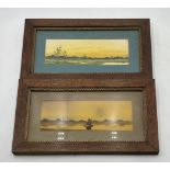 A pair of watercolours in matching frames, one shows misty fenland landscape (possibly signed WJP ?)