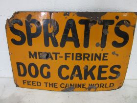 A Spratt's 'Meat Fibrine Dog Cake' enamelled sign - 75cm x 50cm