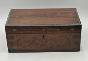 A hardwood stationary box. Section of trim missing.