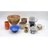 A collection of various studio pottery, including Marianne de Trey jug, Cath Wyllie etc.