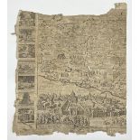 An 18th century etched map of the the holy lands with numerous biblical extracts and etchings of