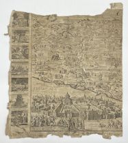 An 18th century etched map of the the holy lands with numerous biblical extracts and etchings of