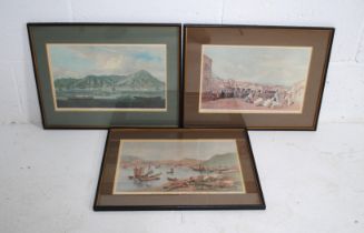 Three framed prints of Hong Kong during the 1800s - 47cm x 37cm