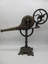 A set of Victorian mechanical bellows on cast iron base with adjustable direction. Brass nozzle