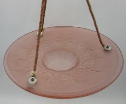 An Art Deco pink glass plaffonier , diameter 35cm