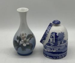 A Royal Copenhagen vase along with a Spode Italian salt pig.