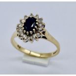 A 9ct gold sapphire cluster ring