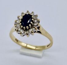 A 9ct gold sapphire cluster ring
