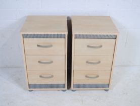 A pair of modern bedside cabinets, each with three drawers - length 38cm, depth 40cm, height 64cm