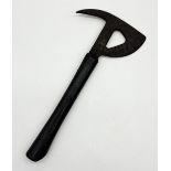 A military style escape axe with rubber handle and shaped head