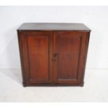 A Victorian mahogany cupboard, with fitted interior, raised on flattened bun feet - length 88cm,