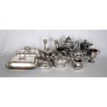 A quantity of silver lustre-ware along with a small quantity of silver plated items, including a