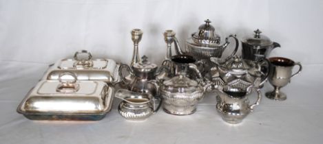 A quantity of silver lustre-ware along with a small quantity of silver plated items, including a