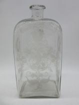 A Georgian etched glass 'scent' bottle, height approx. 29cm