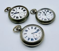 A silver plated pocket watch engraved to reverse LNER'1753' with Roman numerals and subsidiary