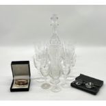 An Edinburgh Crystal decanter plus a selection of wine and sherry glasses. Lot also includes a