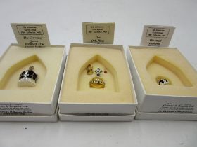 Three boxed "Miniature Crown Jewel Collection"- The crown of Queen Elizabeth (the Queen Mother), the