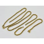 A 9ct gold rope bracelet along with a 9ct rope necklace (A/F), total weight 4.3g