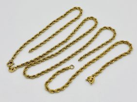 A 9ct gold rope bracelet along with a 9ct rope necklace (A/F), total weight 4.3g