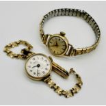 An Avia 9ct gold ladies wristwatch on 9ct gold strap (total weight11.9g) along with a 9ct gold
