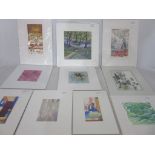 A collection of 10 mounted artworks by Kay Hicks in various media including watercolours, Artists