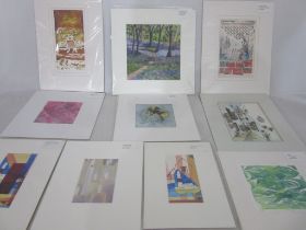 A collection of 10 mounted artworks by Kay Hicks in various media including watercolours, Artists