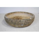 A large circular reconstituted stone garden planter - diameter 82cm, height 22cm