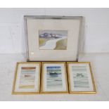 A set of three framed watercolours of boats, signed 'Beckwith', along with another framed