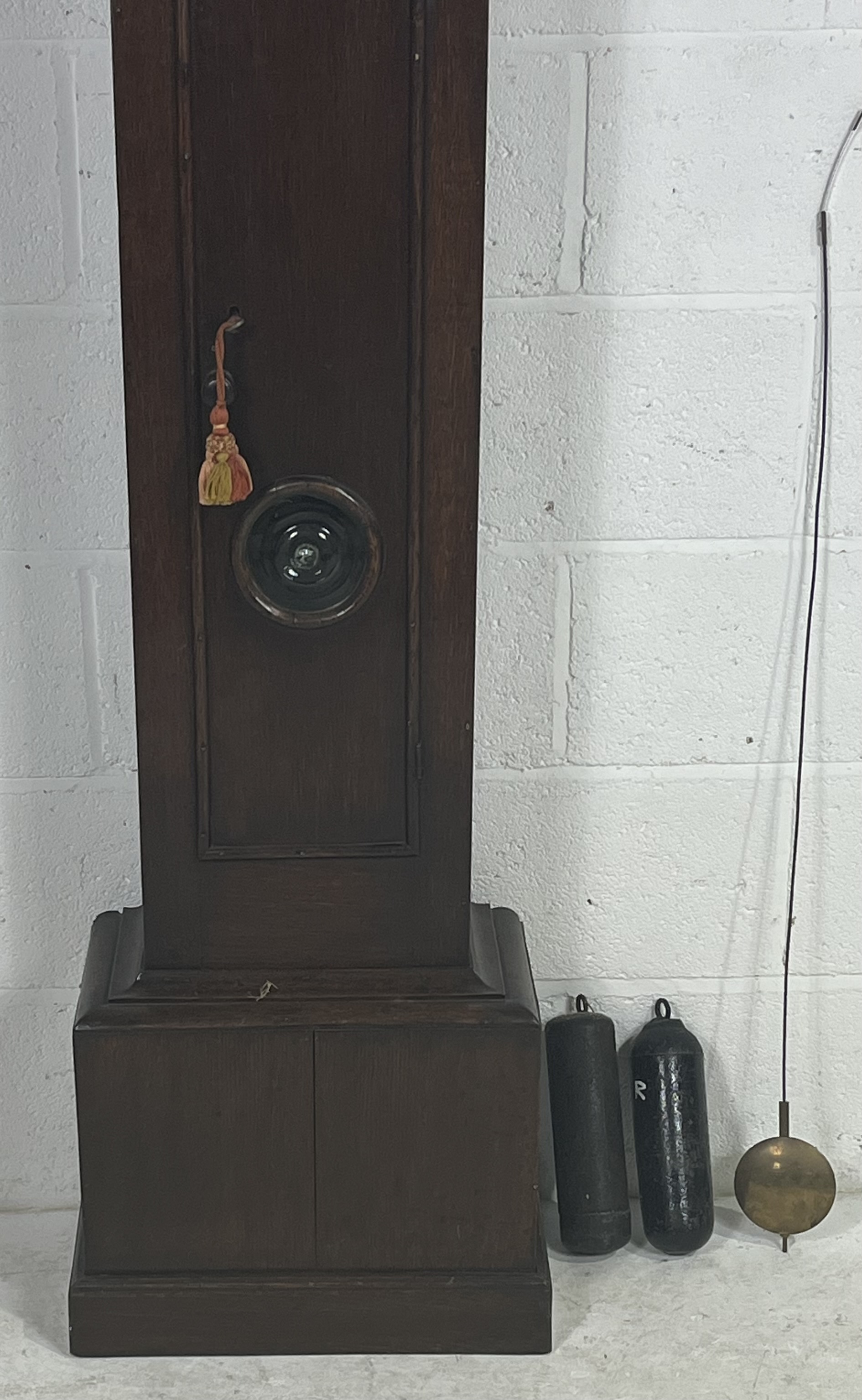 A Georgian oak long case clock with a brass and silvered dial which bears the inscription John - Image 2 of 8