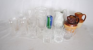 A quantity of glassware and ceramics, including two glass rummers, a signed Murano vase, harvest