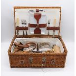 A vintage wicker picnic set - leather straps A/F