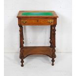 A Victorian side table, with single drawer and inlaid detailing - length 50.5cm, depth 35cm,