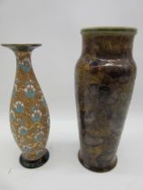 Two Royal Doulton vases, one with leaf decoration measuring 29.75cm