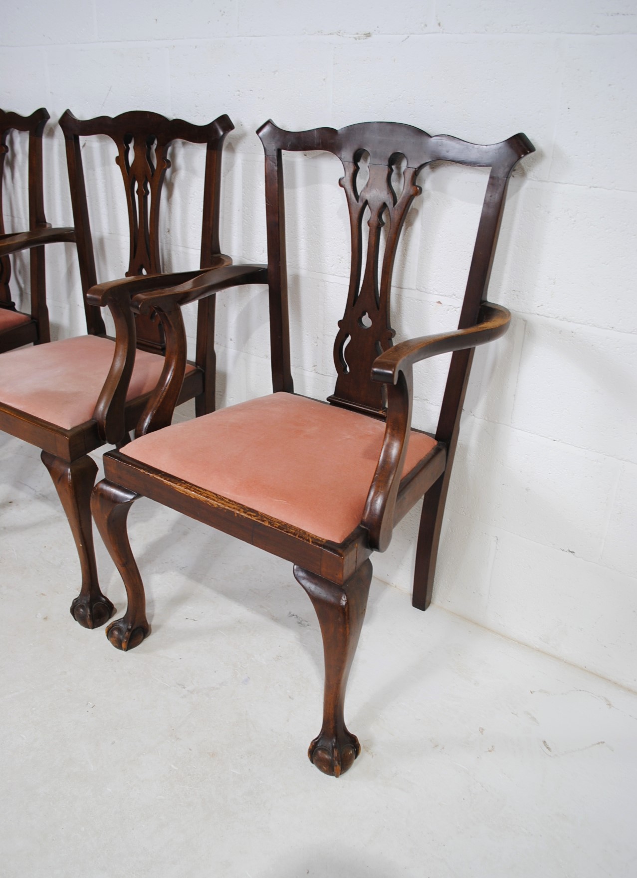 A set of four Hepplewhite style carver chairs raised on claw and ball feet - Image 4 of 7