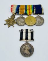 A group of four WWI medals including the long service and good conduct medal, awarded to J10502 E