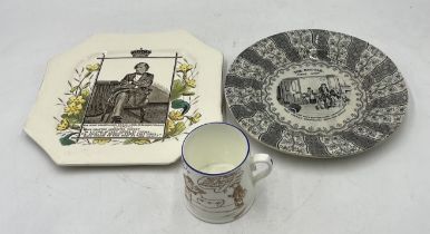 A Royal Doulton Daily Mirror series mug, a temperance movement plate " The Bottle - Scene Fifth"