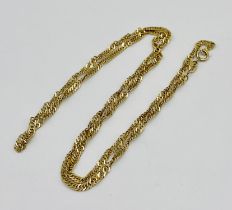 A 14ct gold necklace, weight 3.8g