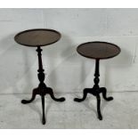 Two wine tables on tripod legs, height of tallest 57cm.