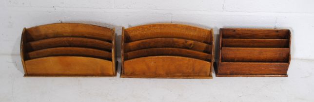 Three oak letter racks