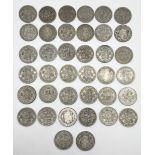 A large collection of silver and part silver half crowns