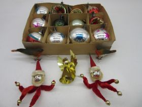 A small collection of vintage Christmas decorations