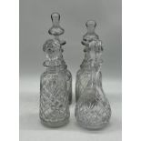 Four cut glass decanters