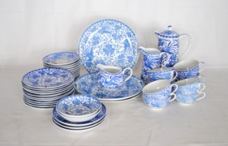 A Japanese Noritake 'Howo' pattern blue and white part tea service