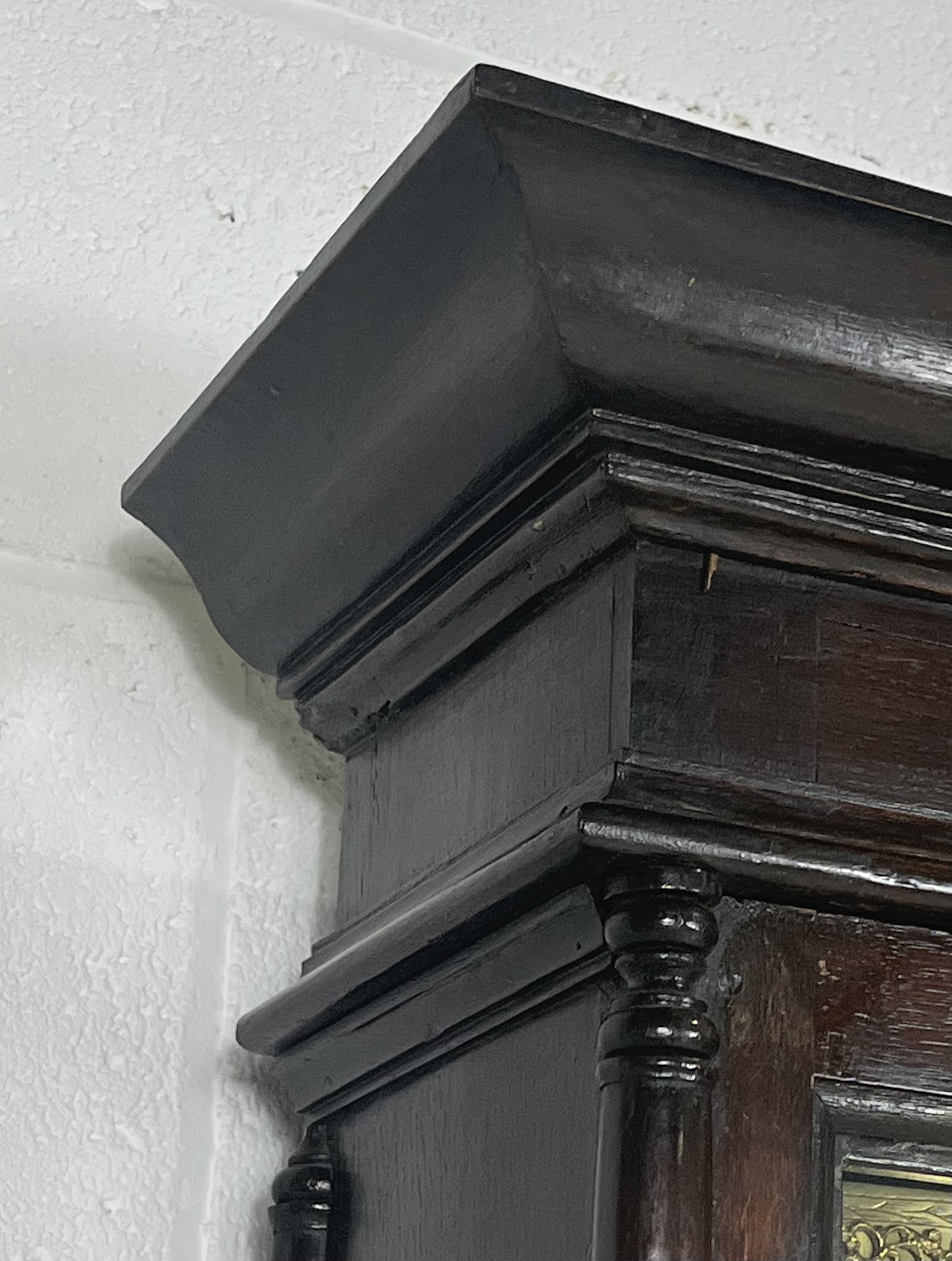 A Georgian oak long case clock with a brass and silvered dial which bears the inscription John - Image 5 of 8