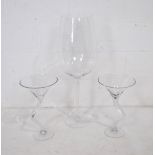 Three decorative oversized glasses - largest measuring 79cm high