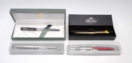 A boxed Omega Matrix pen, along with two boxed Parker pens and a boxed Casa Bonita pen