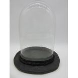 A vintage glass dome on replacement stand (some chips to dome) total height 31cm