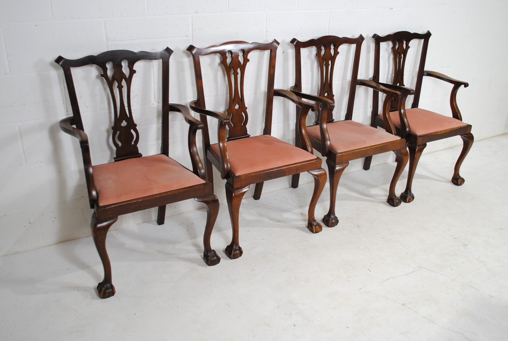 A set of four Hepplewhite style carver chairs raised on claw and ball feet - Image 2 of 7