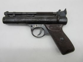 The Webley Premier .22 calibre air pistol with brown bakelite grips