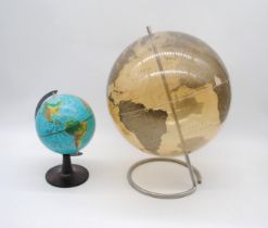 Two vintage plastic globes by Scan-Globe